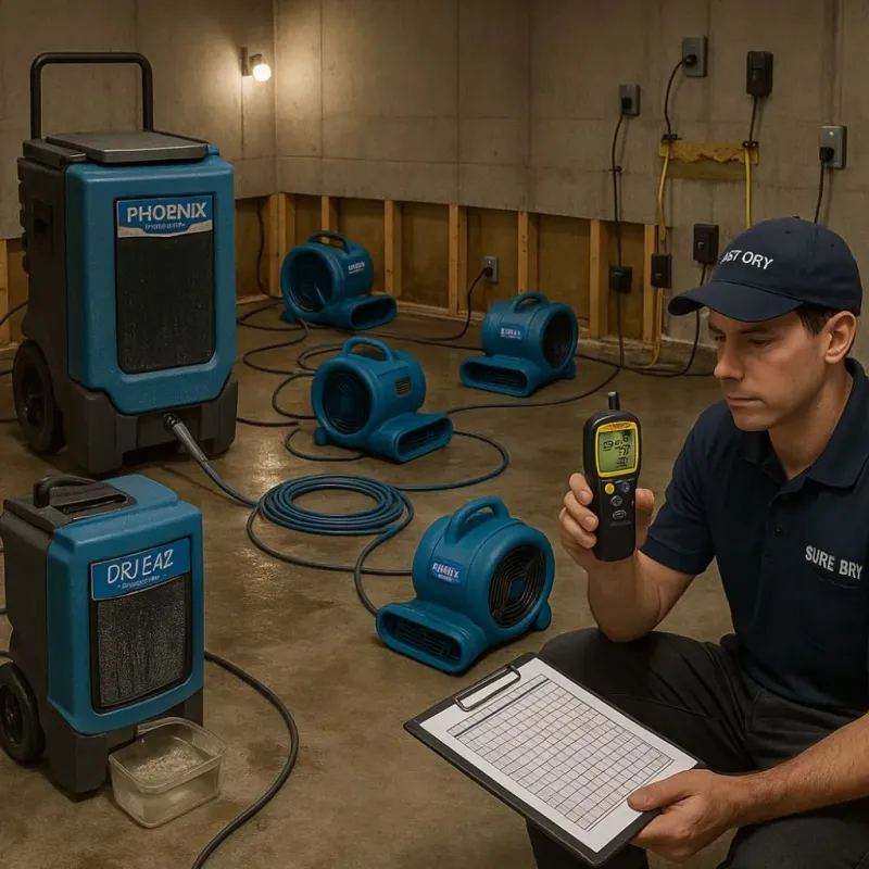 Structural Drying and Dehumidification process in Bruceville-Eddy, TX